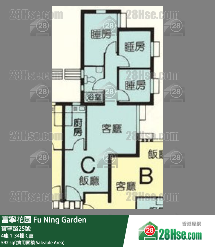 富宁花园 4座 13楼 C室 平面图