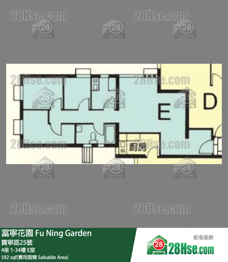 富宁花园 4座34楼 E室 平面图