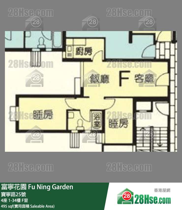富宁花园 4座18楼 F室 平面图