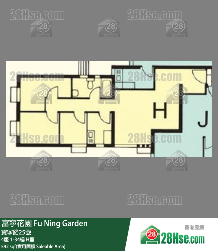 富宁花园 4座33楼 H室 平面图