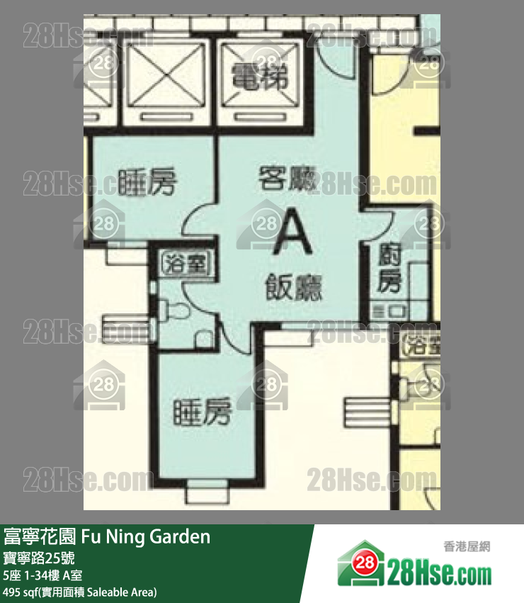 富宁花园 5座19楼 A室 平面图