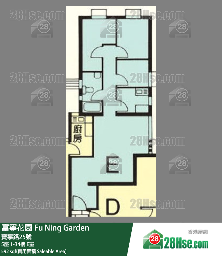 富宁花园 5座16楼 E室 平面图