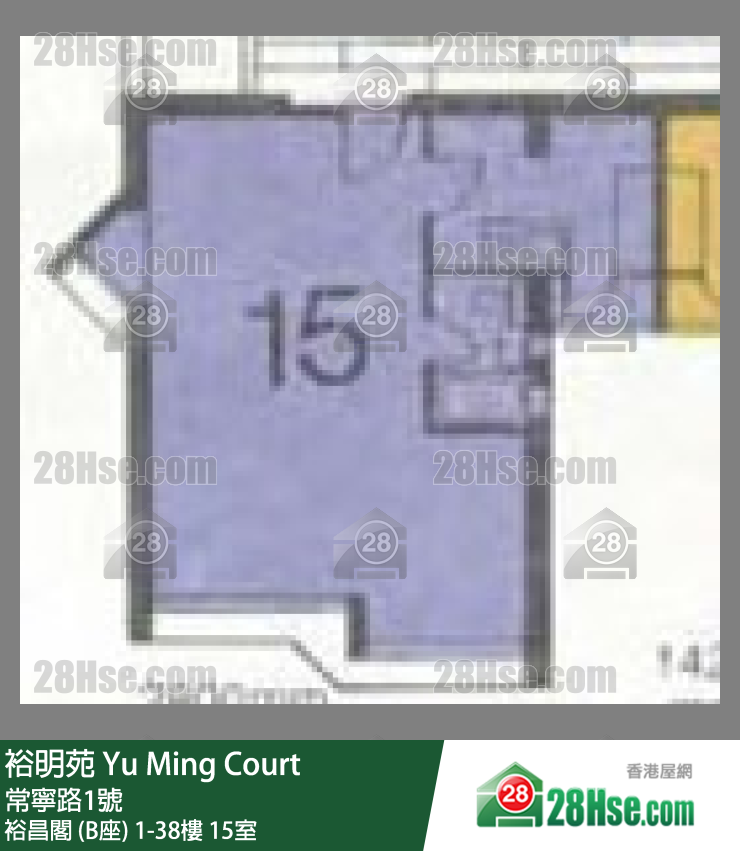 裕明苑 裕昌閣 (B座)38樓 15室 平面圖