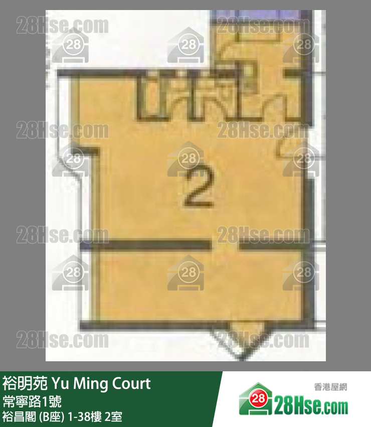 裕明苑 裕昌閣 (B座)36樓 2室 平面圖