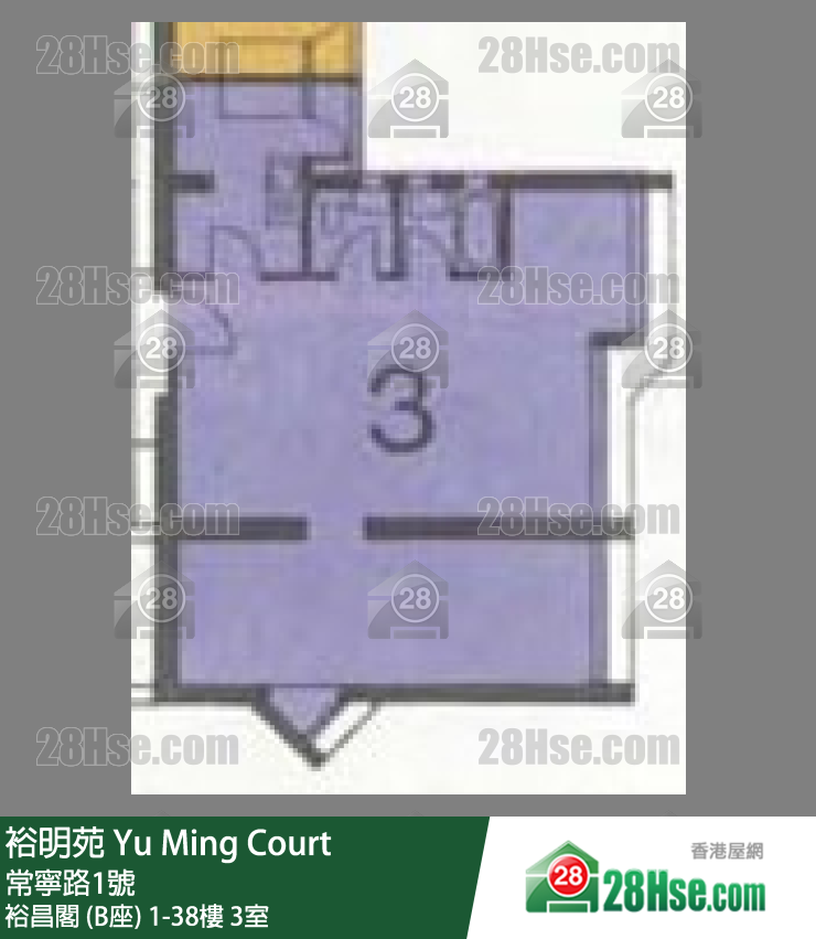 裕明苑 裕昌閣 (B座)27樓 3室 平面圖