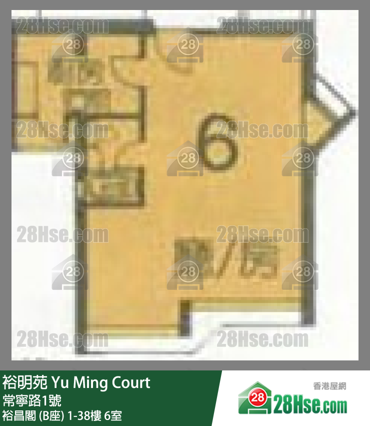 裕明苑 裕昌閣 (B座)26樓 6室 平面圖