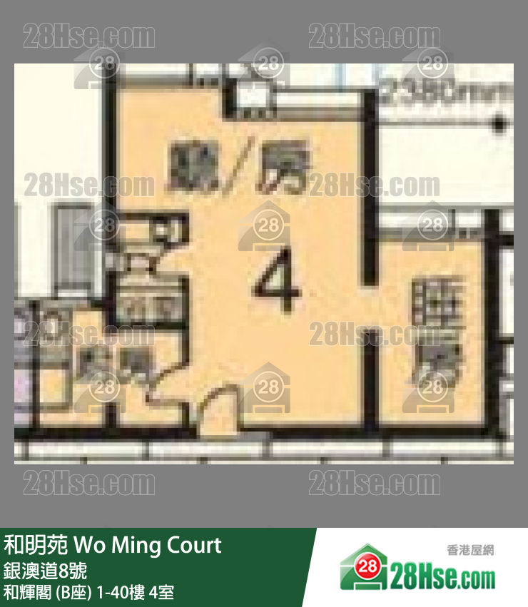 和明苑 和輝閣 (B座)34樓 4室 平面圖