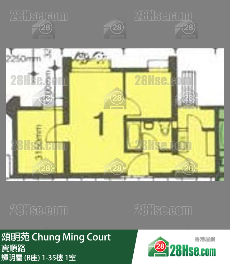 頌明苑 輝明閣 (B座) 33樓 1室 平面圖