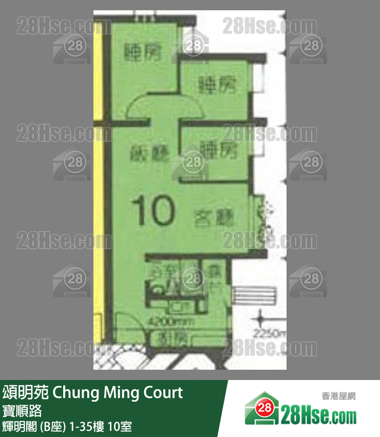 頌明苑 輝明閣 (B座)23樓 10室 平面圖