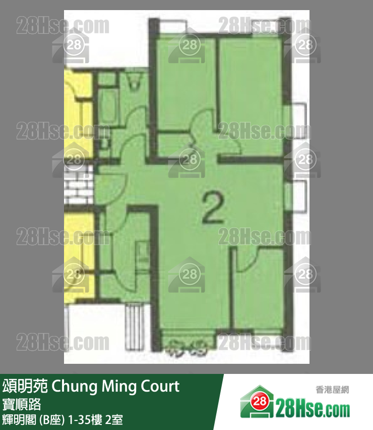 頌明苑 輝明閣 (B座)22樓 2室 平面圖