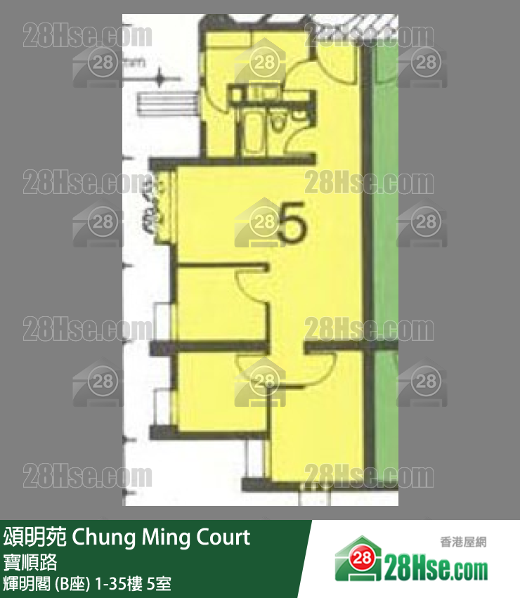 頌明苑 輝明閣 (B座)14樓 5室 平面圖
