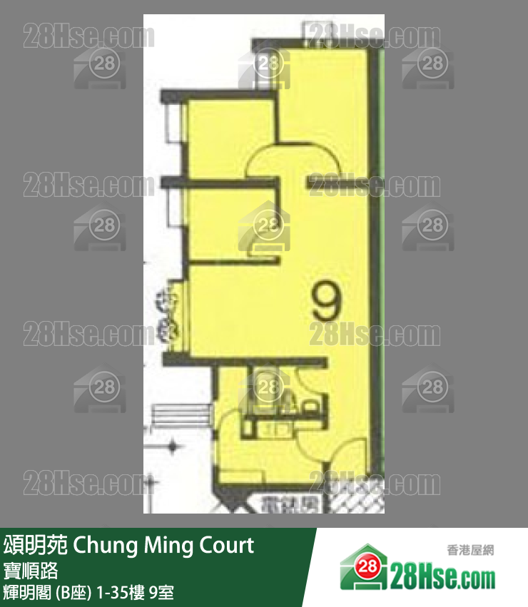 頌明苑 輝明閣 (B座) 23樓 9室 平面圖