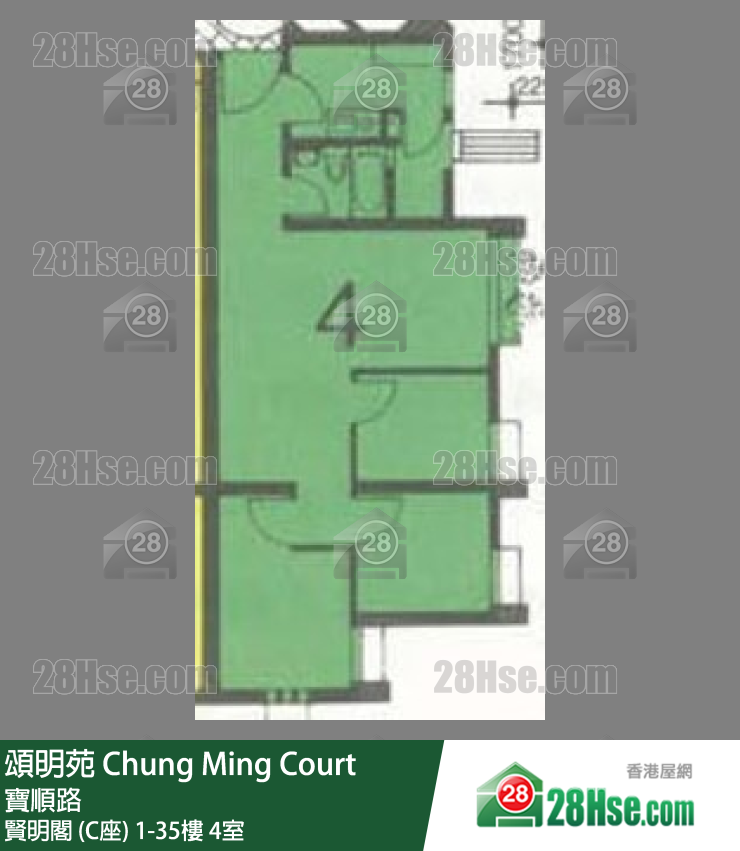 頌明苑 賢明閣 (C座)9樓 4室 平面圖