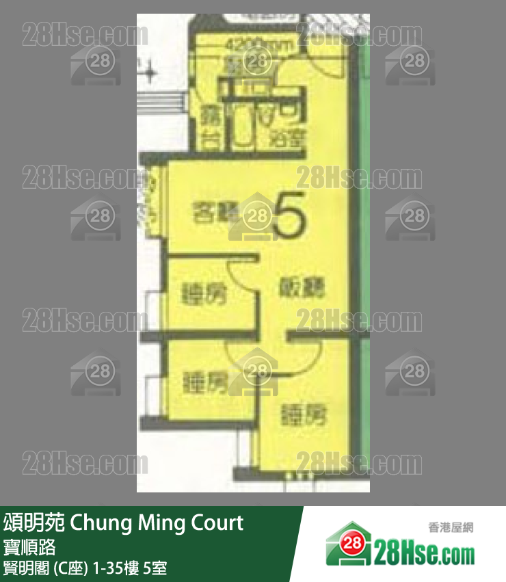 頌明苑 賢明閣 (C座)17樓 5室 平面圖