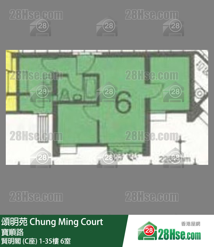 頌明苑 賢明閣 (C座)15樓 6室 平面圖