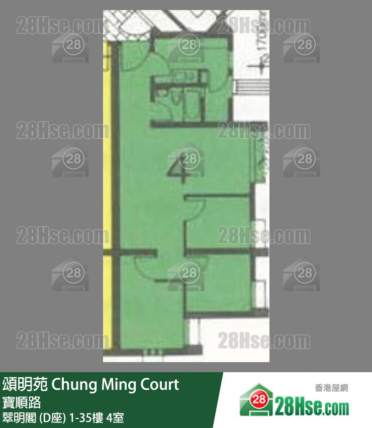 頌明苑 翠明閣 (D座)15樓 4室 平面圖