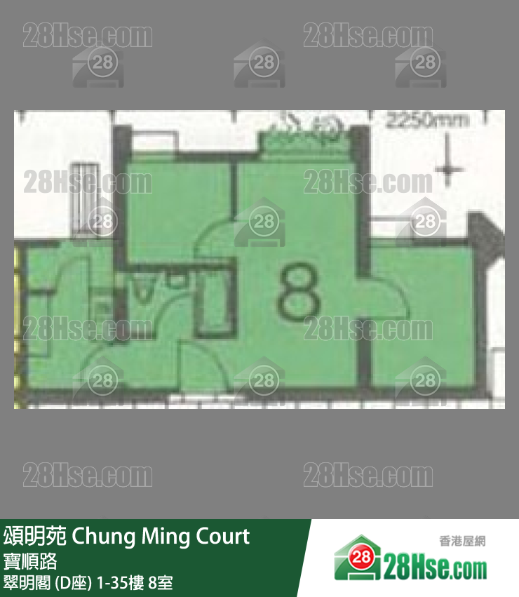 頌明苑 翠明閣 (D座) 6樓 8室 平面圖
