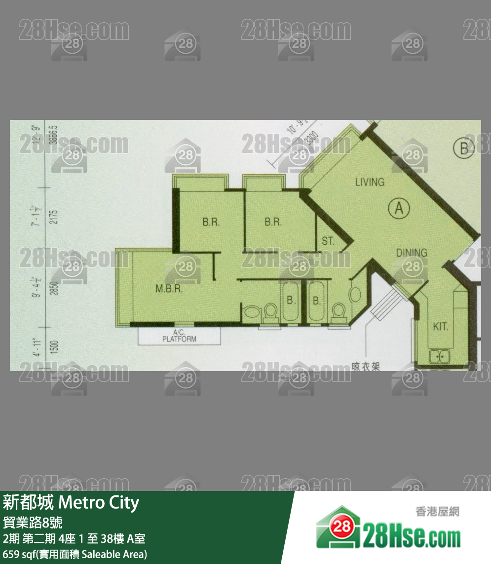 新都城 2期第二期 4座21樓 A室 平面圖