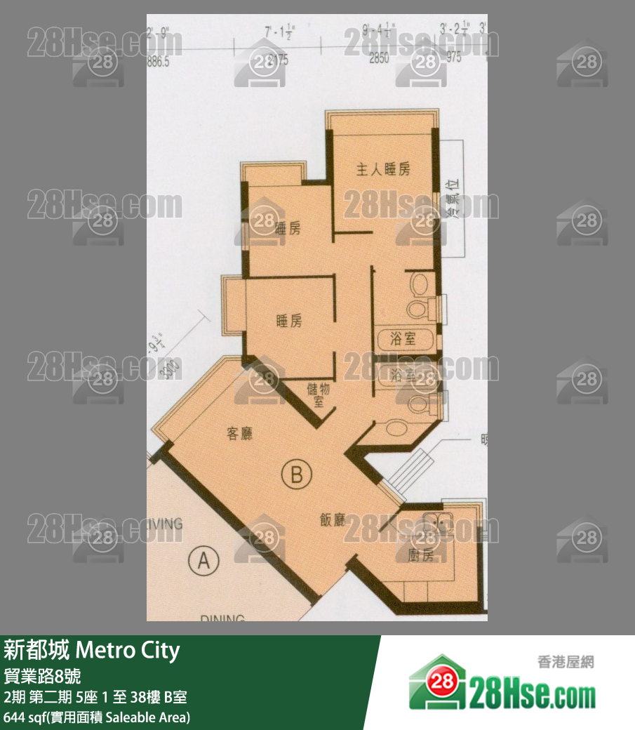 新都城 2期第二期 5座19樓 B室 平面圖
