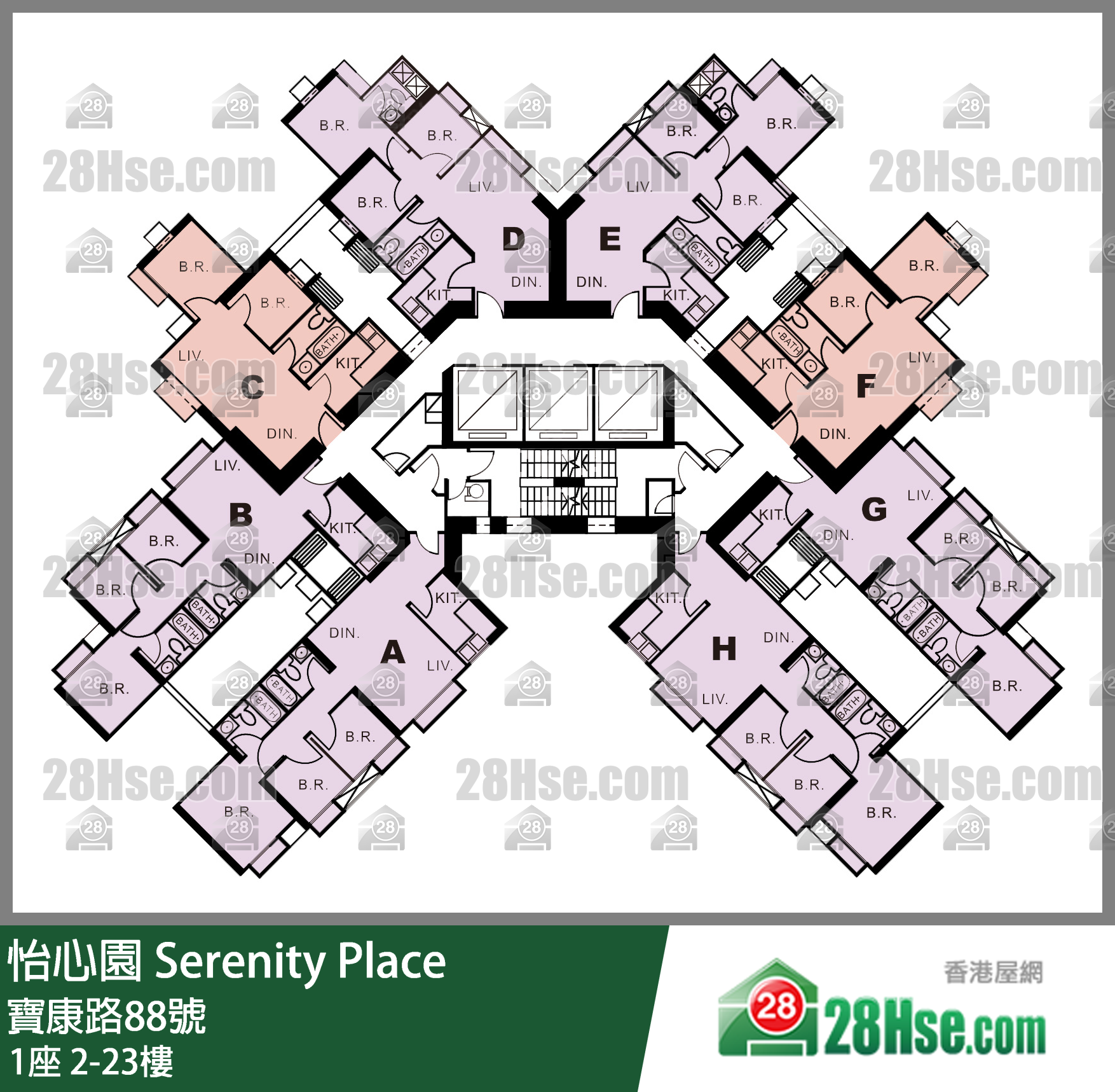 1座 2-23樓 平面圖