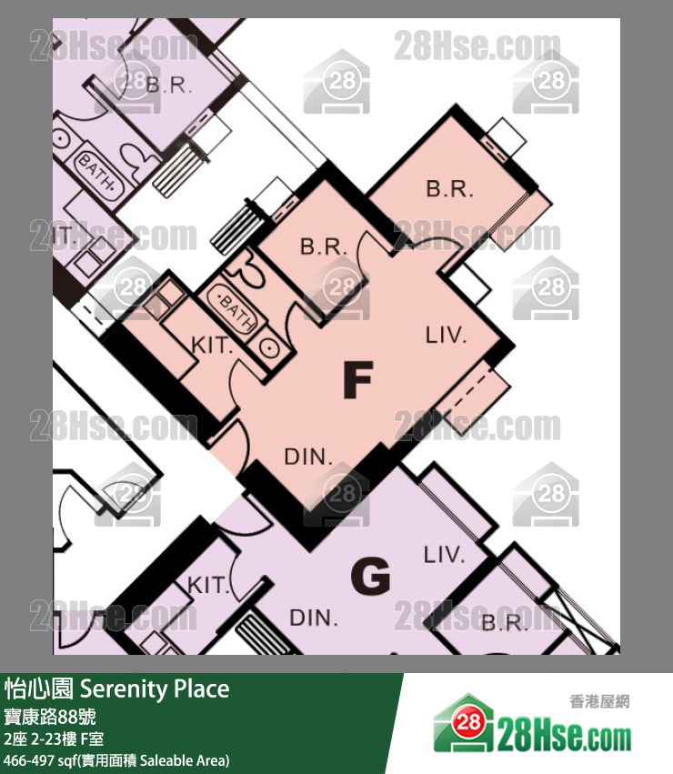 怡心園 2座23樓 F室 平面圖