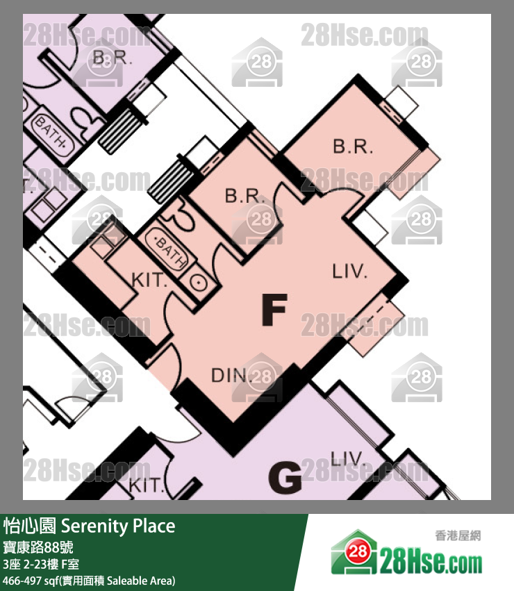 怡心園 3座4樓 F室 平面圖