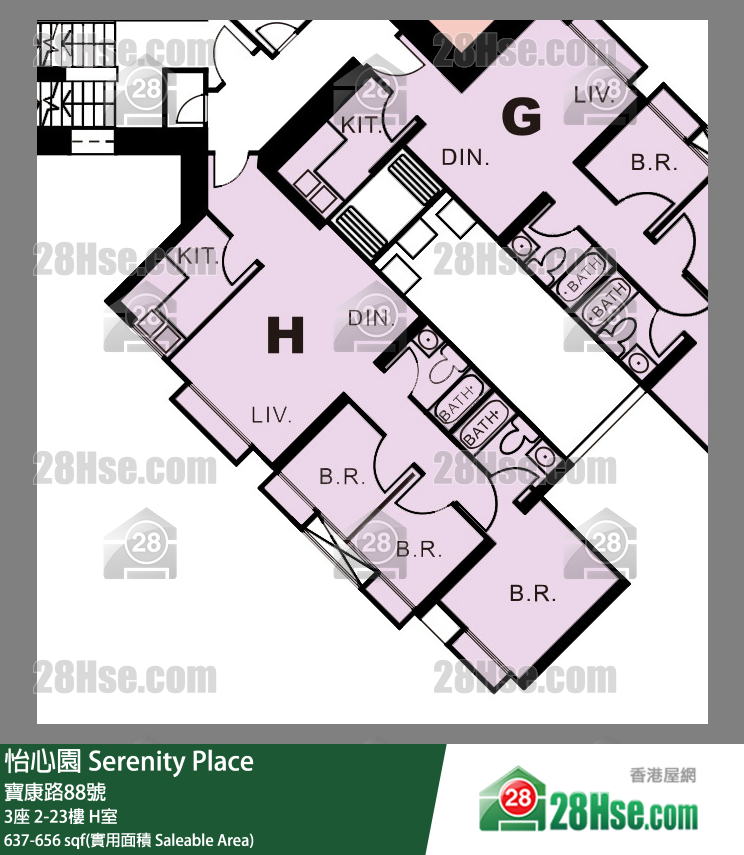 怡心園 3座 18樓 H室 平面圖