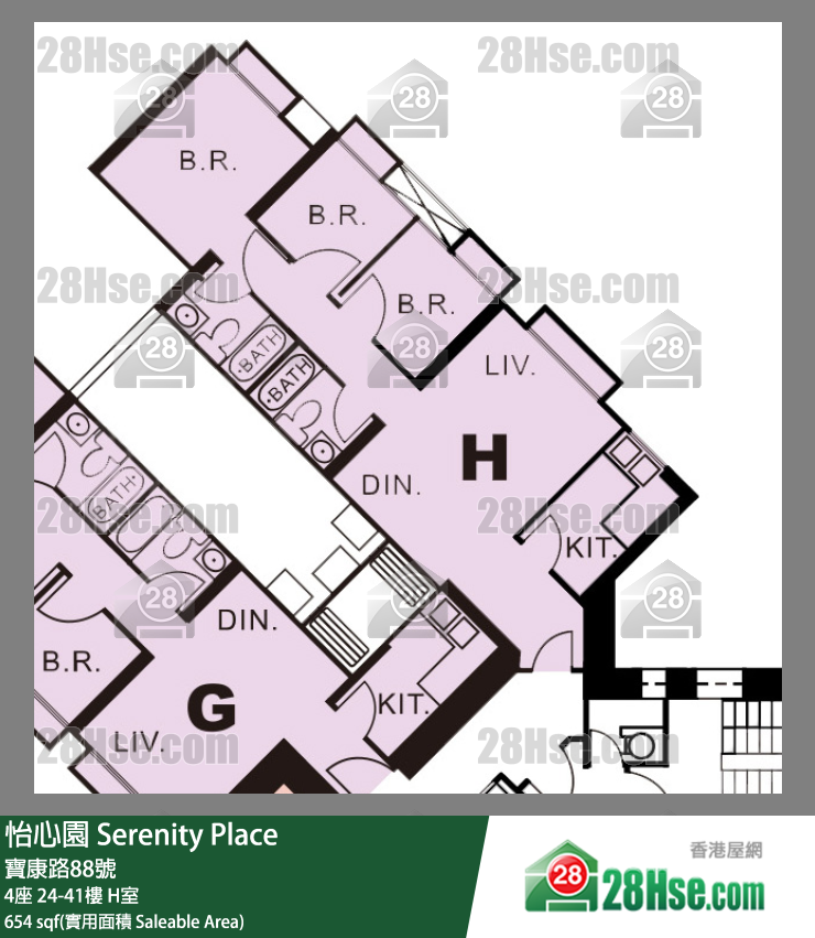 怡心園 4座36樓 H室 平面圖