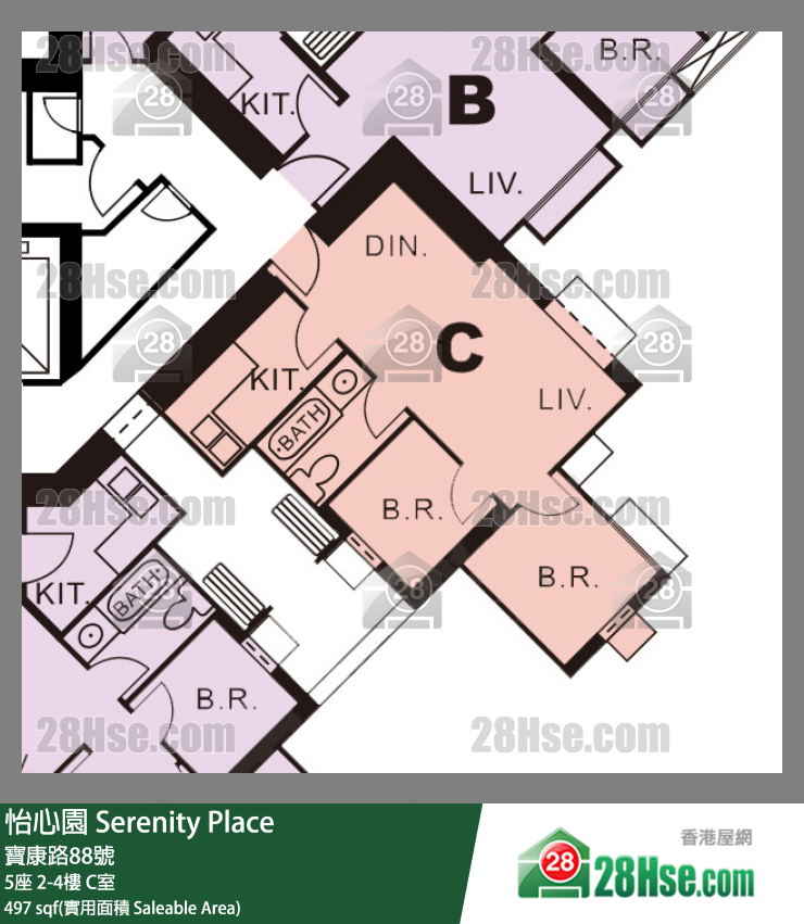 怡心園 5座 4樓 C室 平面圖