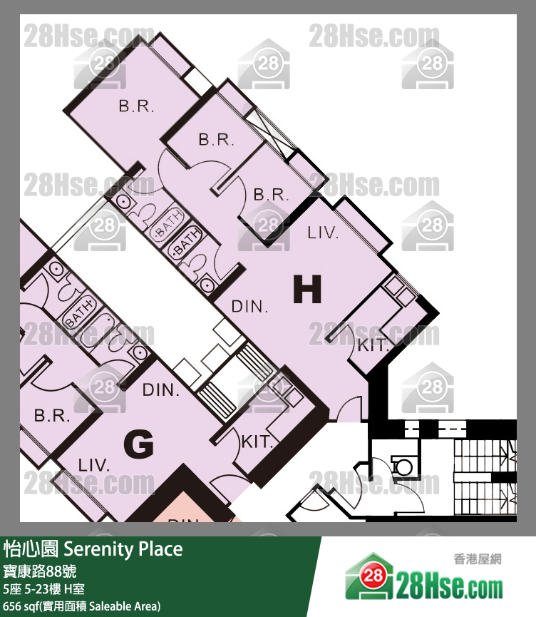 怡心園 5座 15樓 H室 平面圖