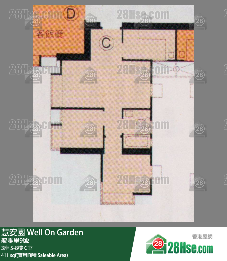 慧安園 3座 6樓 C室 平面圖