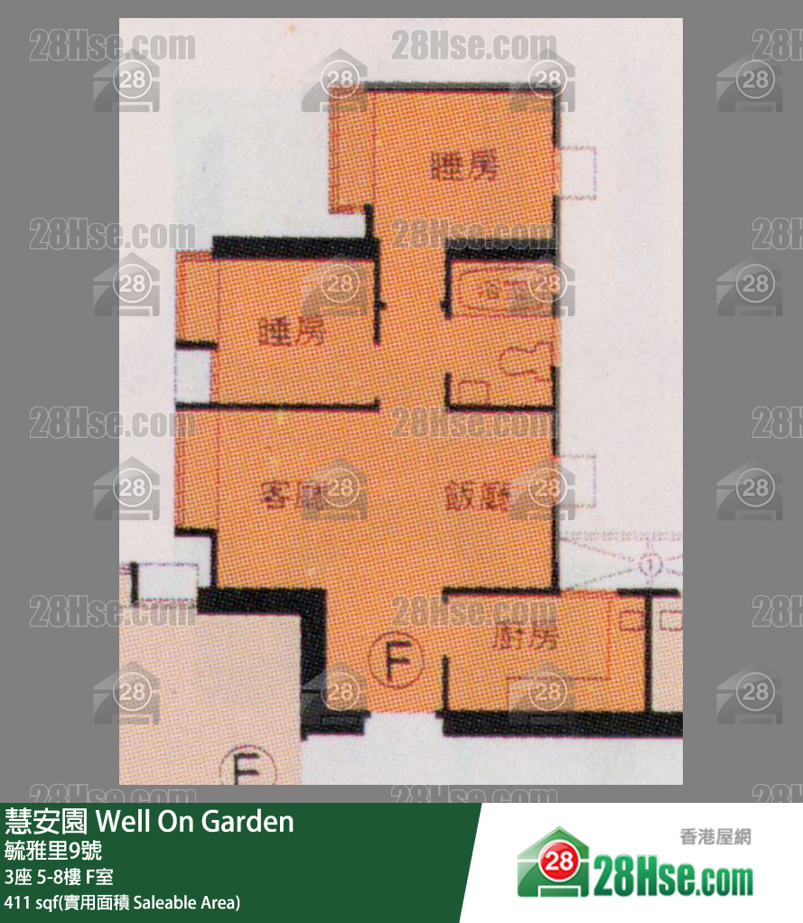 慧安園 3座6樓 F室 平面圖