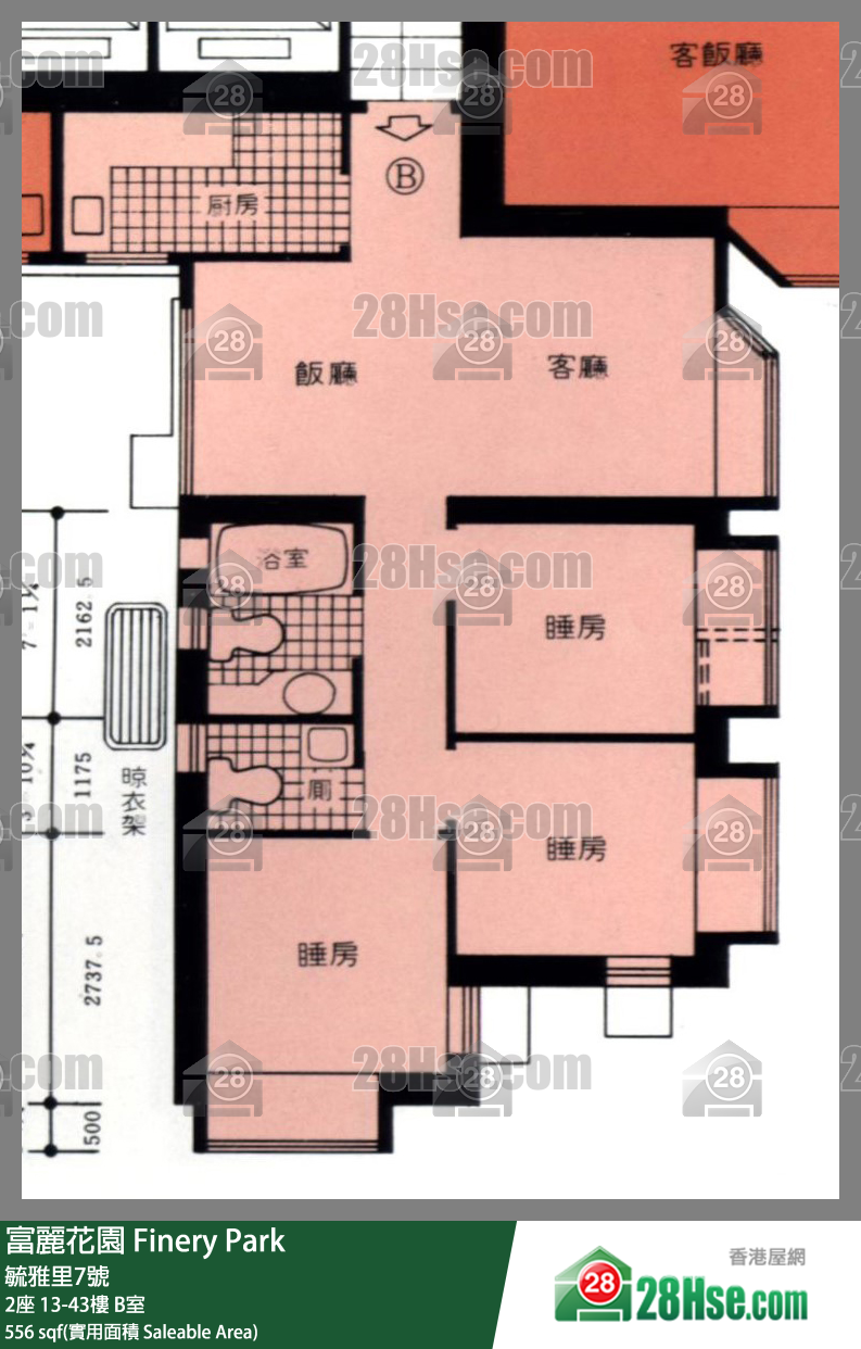 富丽花园 2座32楼 B室 平面图