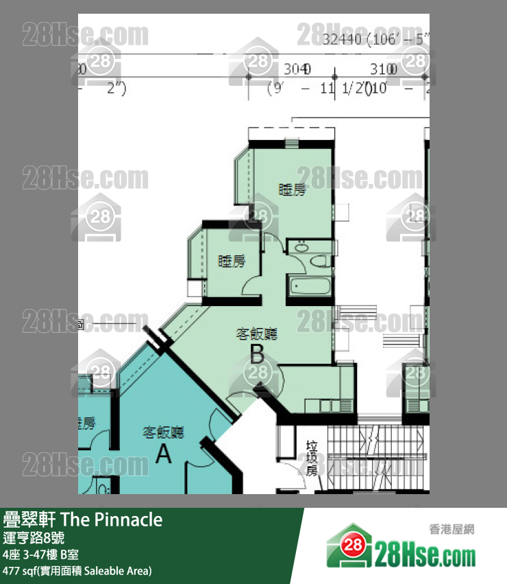 疊翠軒 4座34樓 B室 平面圖