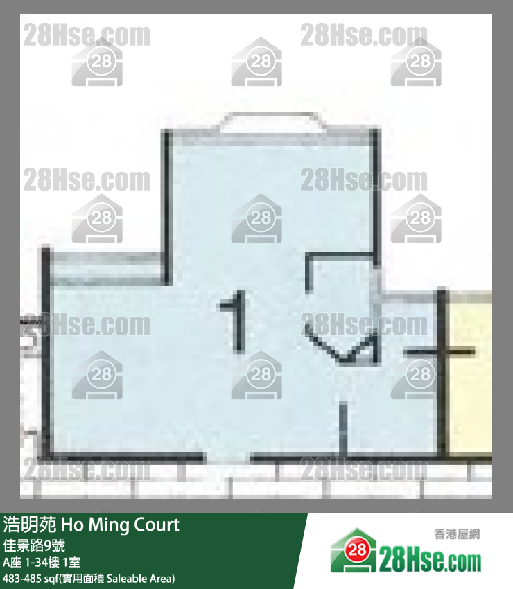浩明苑 A座21樓 1室 平面圖