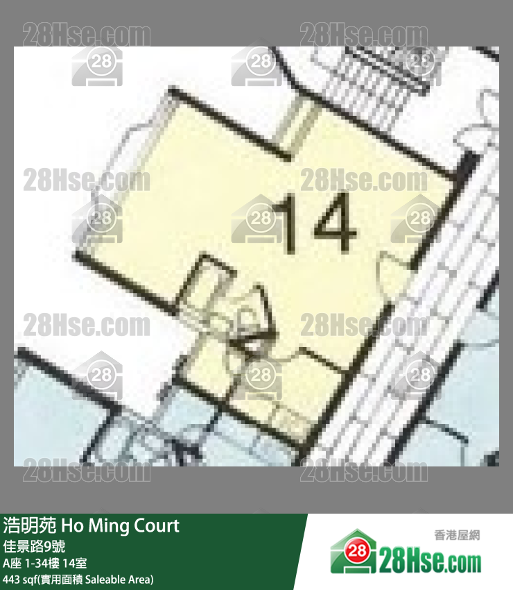 浩明苑 A座6樓 14室 平面圖