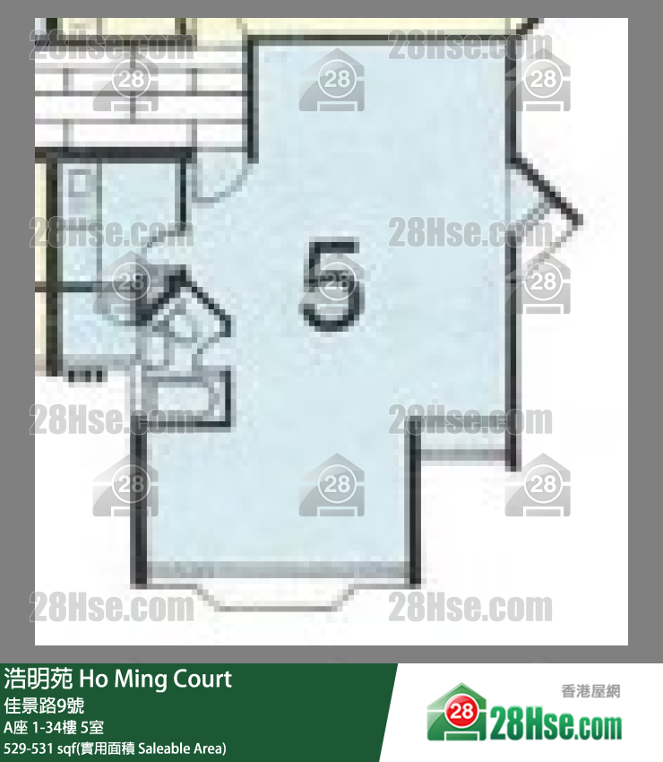 浩明苑 A座13樓 5室 平面圖