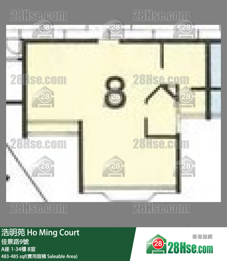 浩明苑 A座6樓 8室 平面圖