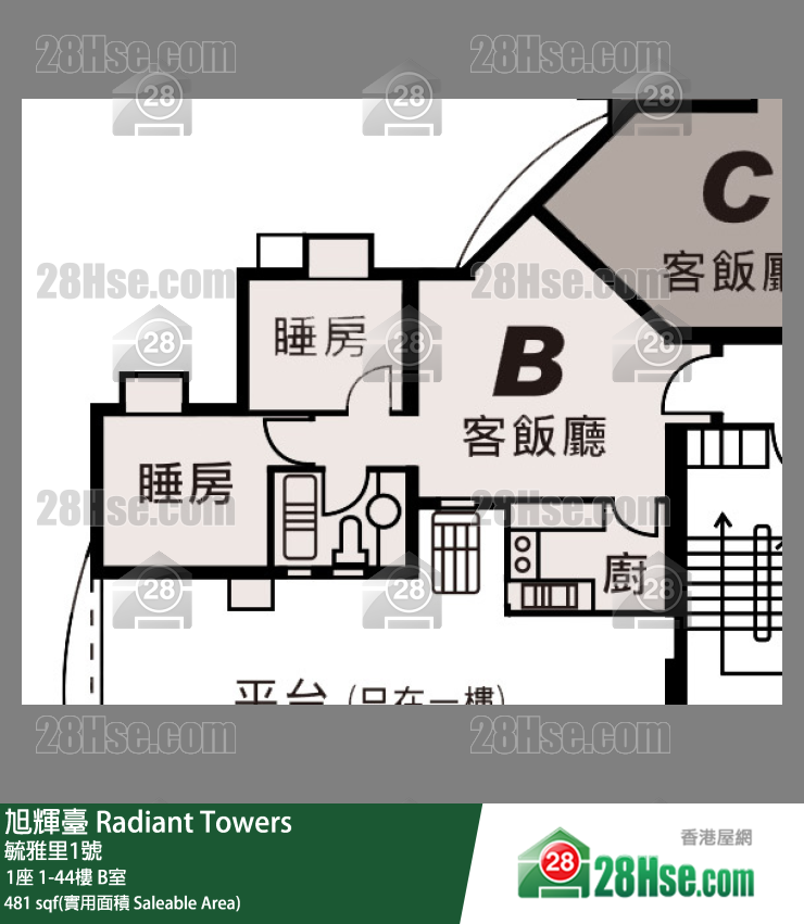 旭辉台 1座15楼 B室 平面图