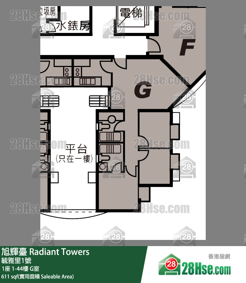 旭辉台 1座 27楼 G室 平面图