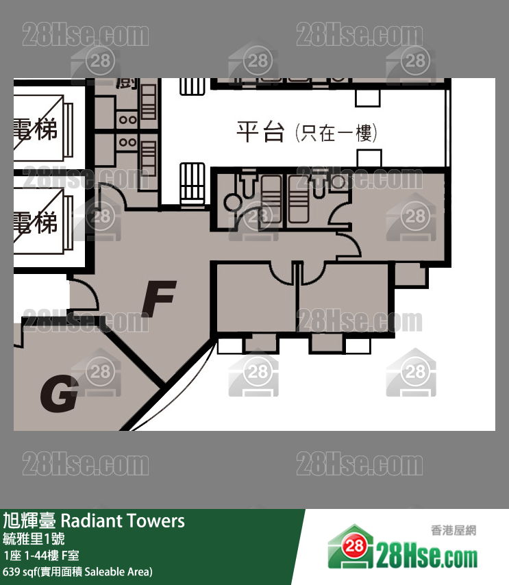 旭辉台 1座 44楼 F室 平面图