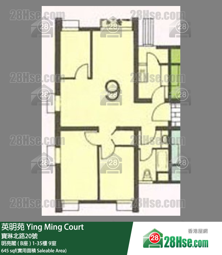 英明苑 明亮閣 ( B座 )27樓 9室 平面圖