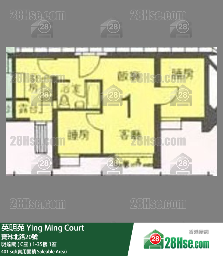 英明苑 明達閣 ( C座 )31樓 1室 平面圖