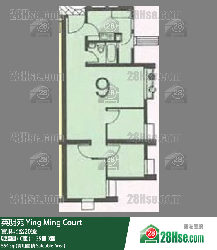 英明苑 明達閣 ( C座 )30樓 9室 平面圖