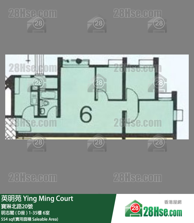 英明苑 明志閣 ( D座 )35樓 6室 平面圖