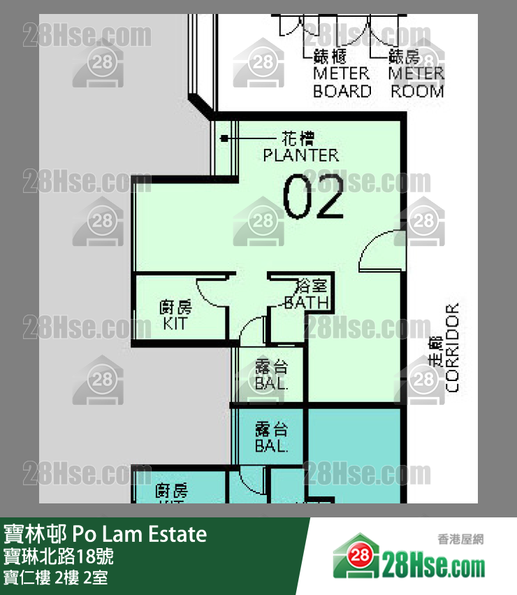 寶林邨 寶仁樓2樓 2室 平面圖