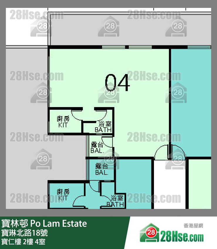 寶林邨 寶仁樓2樓 4室 平面圖