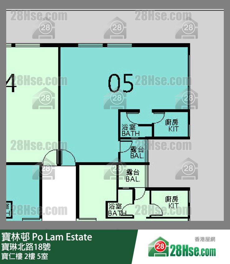 寶林邨 寶仁樓2樓 5室 平面圖