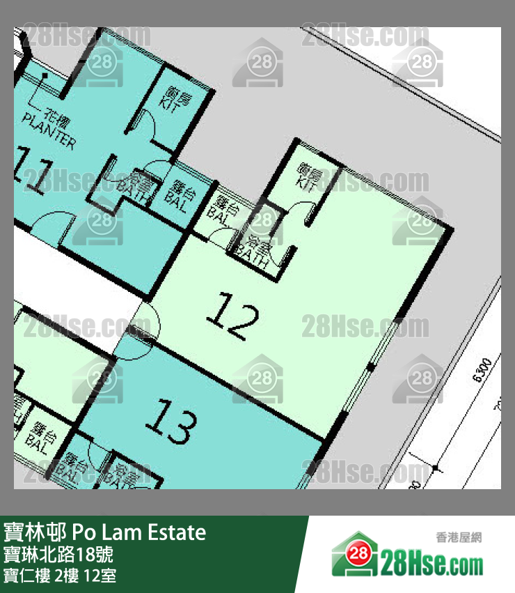 寶林邨 寶仁樓 2樓 12室 平面圖