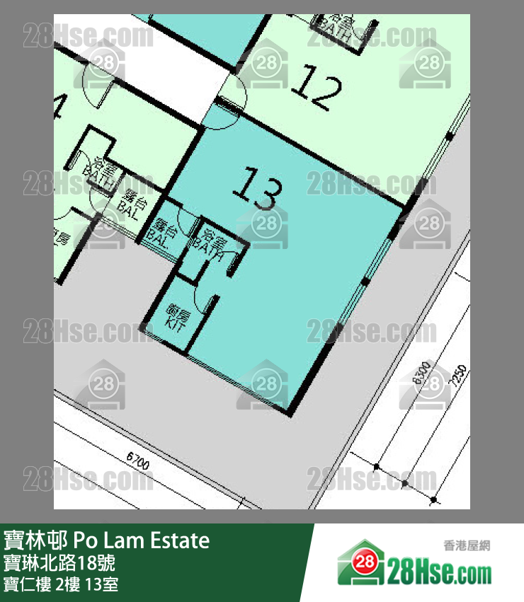寶林邨 寶仁樓2樓 13室 平面圖